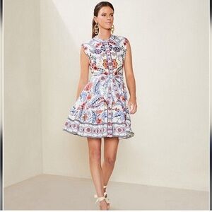 A Loves A Floral Print Sleeveless linen Dress